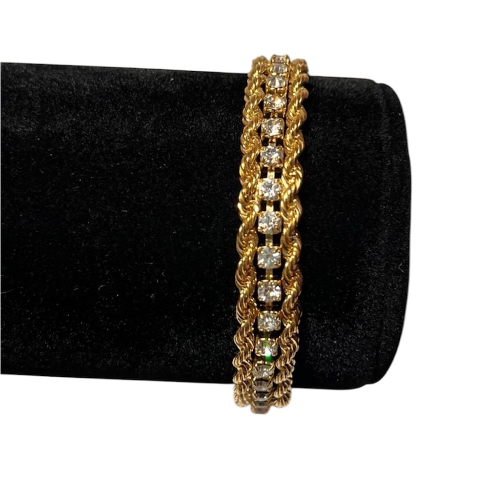 New Fifth Avenue Gold and Austrian Crystal tennis Bracelet. Lead & Nickel free